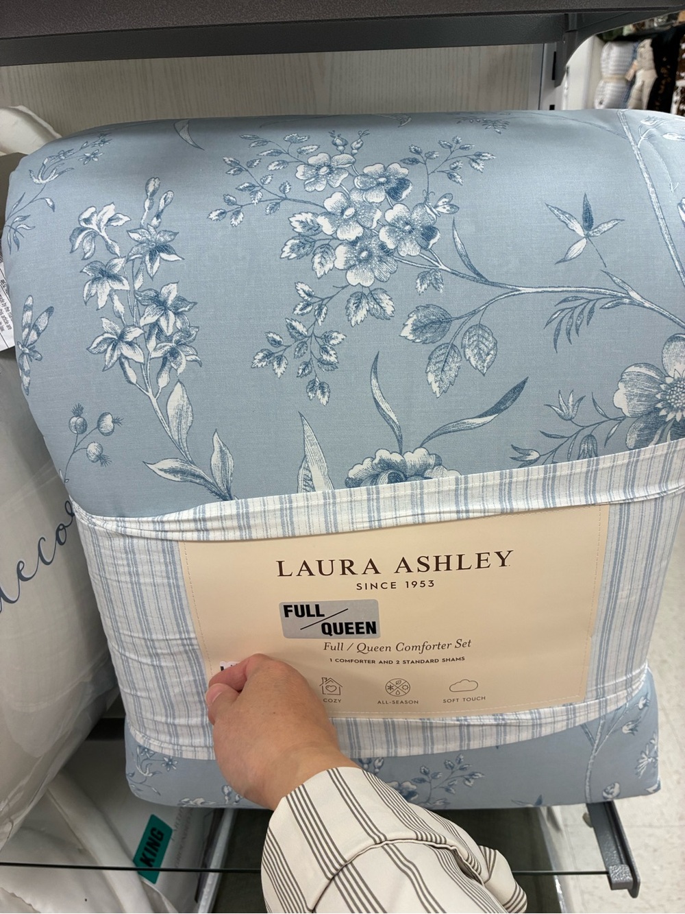 Laura Ashley Soft Blue Floral Full/Queen Comforter Set